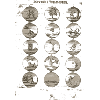 Sheet of engraved emblem roundels 03 - Devises et Emblemes Anciennes et Modernes - 1699