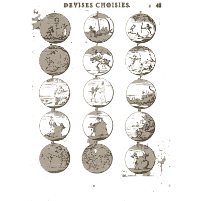 Sheet of engraved emblem roundels 04 - Devises et Emblemes Anciennes et Modernes - 1699