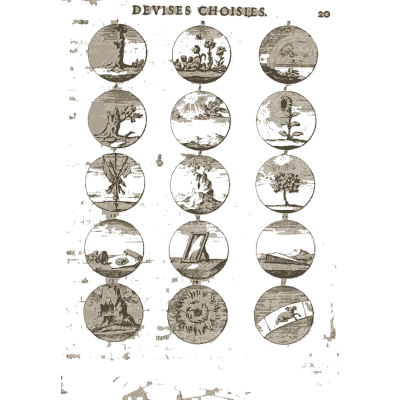 Sheet of engraved emblem roundels 06 - Devises et Emblemes Anciennes et Modernes - 1699