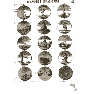 Sheet of engraved emblem roundels 07 - Devises et Emblemes Anciennes et Modernes - 1699