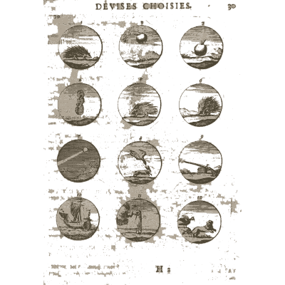 Sheet of engraved emblem roundels 09 - Devises et Emblemes Anciennes et Modernes - 1699