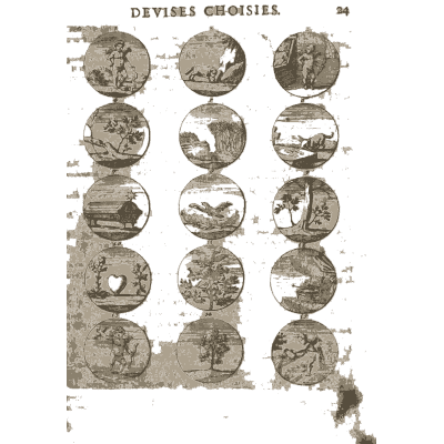 Sheet of engraved emblem roundels 10 - Devises et Emblemes Anciennes et Modernes - 1699
