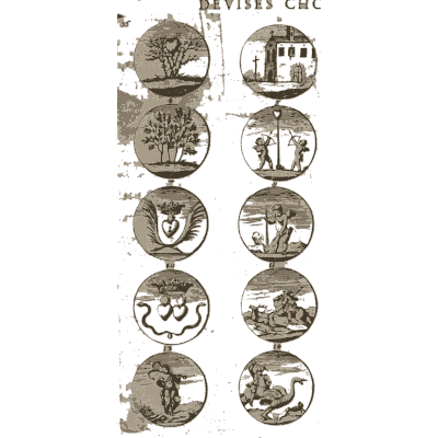 Sheet of engraved emblem roundels 12 - Devises et Emblemes Anciennes et Modernes - 1699
