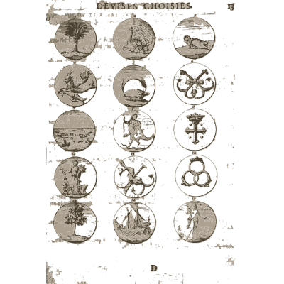 Sheet of engraved emblem roundels 13 - Devises et Emblemes Anciennes et Modernes - 1699