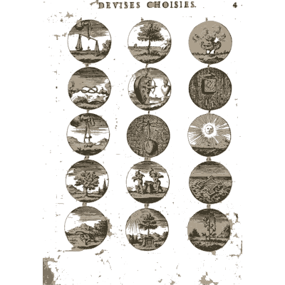 Sheet of engraved emblem roundels 16 - Devises et Emblemes Anciennes et Modernes - 1699