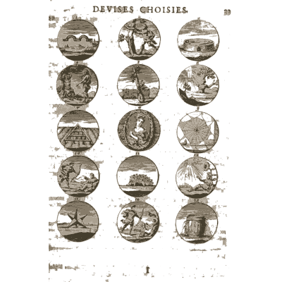 Sheet of engraved emblem roundels 19 - Devises et Emblemes Anciennes et Modernes - 1699