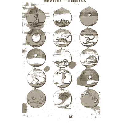 Sheet of engraved emblem roundels 20 - Devises et Emblemes Anciennes et Modernes - 1699