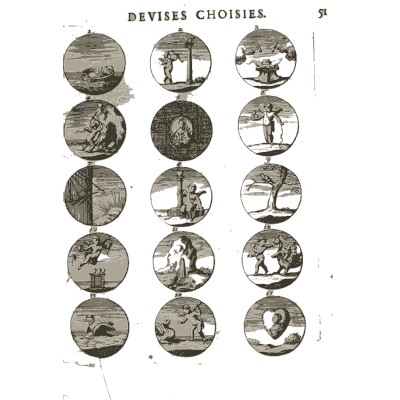 Sheet of engraved emblem roundels 21 - Devises et Emblemes Anciennes et Modernes - 1699