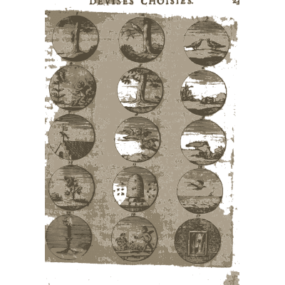 Sheet of engraved emblem roundels 22 - Devises et Emblemes Anciennes et Modernes - 1699