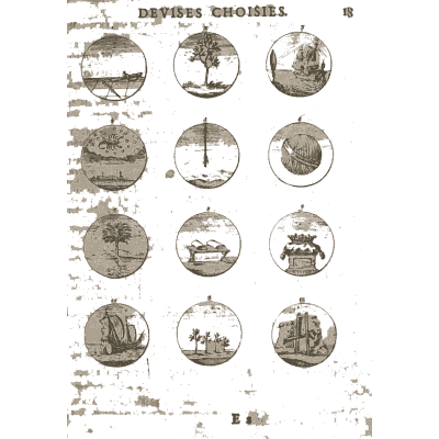 Sheet of engraved emblem roundels 24 - Devises et Emblemes Anciennes et Modernes - 1699