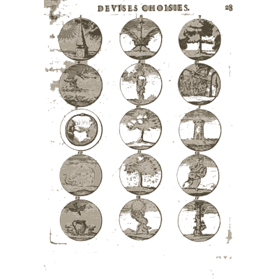 Sheet of engraved emblem roundels 26 - Devises et Emblemes Anciennes et Modernes - 1699