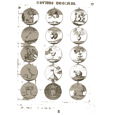 Sheet of engraved emblem roundels 28 - Devises et Emblemes Anciennes et Modernes - 1699