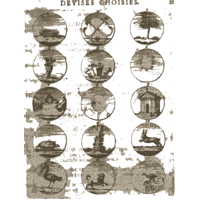 Sheet of engraved emblem roundels 29 - Devises et Emblemes Anciennes et Modernes - 1699