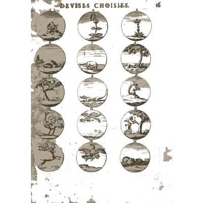 Sheet of engraved emblem roundels 32 - Devises et Emblemes Anciennes et Modernes - 1699