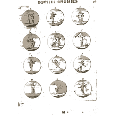 Sheet of engraved emblem roundels 33 - Devises et Emblemes Anciennes et Modernes - 1699