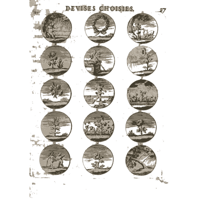 Sheet of engraved emblem roundels 34 - Devises et Emblemes Anciennes et Modernes - 1699