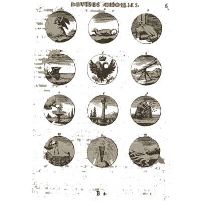 Sheet of engraved emblem roundels 35 - Devises et Emblemes Anciennes et Modernes - 1699