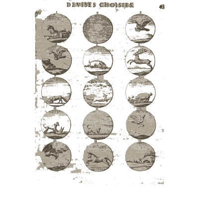 Sheet of engraved emblem roundels 37 - Devises et Emblemes Anciennes et Modernes - 1699