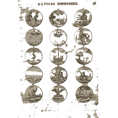 Sheet of engraved emblem roundels 38 - Devises et Emblemes Anciennes et Modernes - 1699