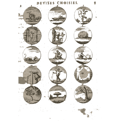 Sheet of engraved emblem roundels 39 - Devises et Emblemes Anciennes et Modernes - 1699