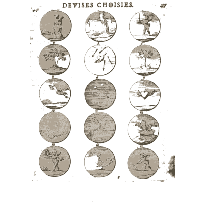 Sheet of engraved emblem roundels 40 - Devises et Emblemes Anciennes et Modernes - 1699