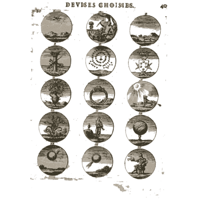 Sheet of engraved emblem roundels 41 - Devises et Emblemes Anciennes et Modernes - 1699