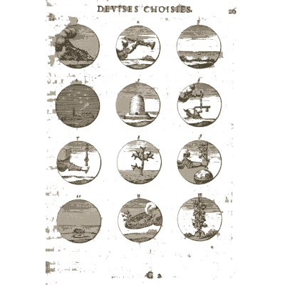 Sheet of engraved emblem roundels 42 - Devises et Emblemes Anciennes et Modernes - 1699