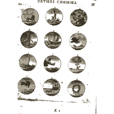 Sheet of engraved emblem roundels 43 - Devises et Emblemes Anciennes et Modernes - 1699