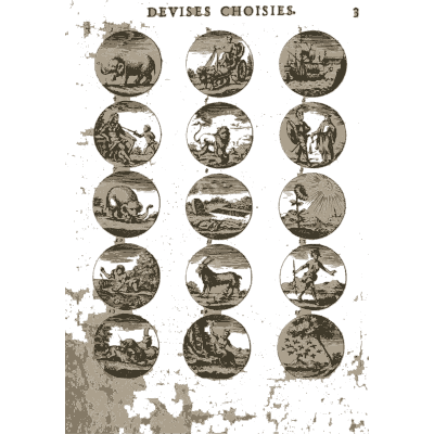 Sheet of engraved emblem roundels 44 - Devises et Emblemes Anciennes et Modernes - 1699