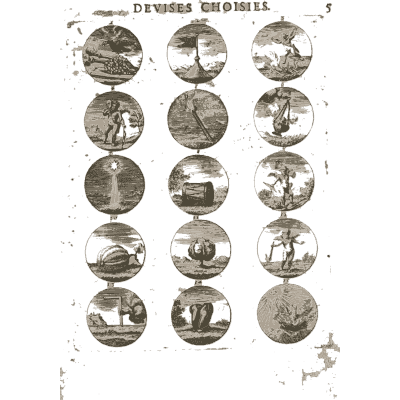 Sheet of engraved emblem roundels 45 - Devises et Emblemes Anciennes et Modernes - 1699