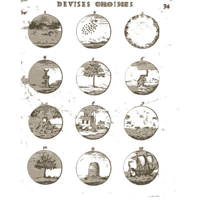 Sheet of engraved emblem roundels 46 - Devises et Emblemes Anciennes et Modernes - 1699