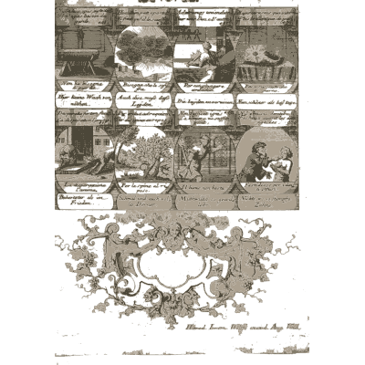 Emblem scenes with text blocks and cartouche - Devises et Emblemes Anciennes et Modernes - 1699