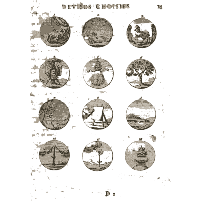Sheet of engraved emblem roundels 47 - Devises et Emblemes Anciennes et Modernes - 1699
