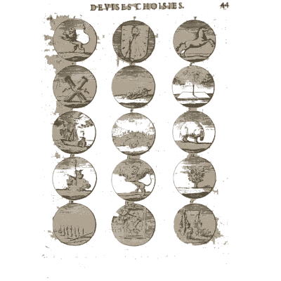 Sheet of engraved emblem roundels 48 - Devises et Emblemes Anciennes et Modernes - 1699