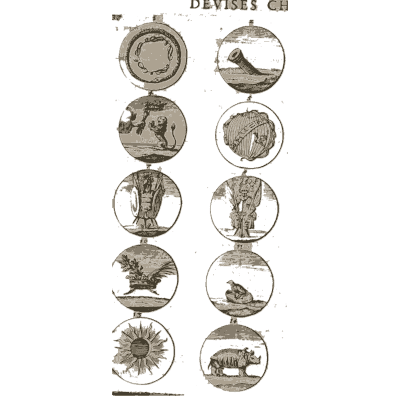 Sheet of engraved emblem roundels 49 - Devises et Emblemes Anciennes et Modernes - 1699
