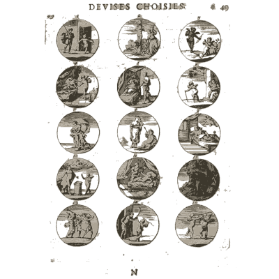 Sheet of engraved emblem roundels 50 - Devises et Emblemes Anciennes et Modernes - 1699
