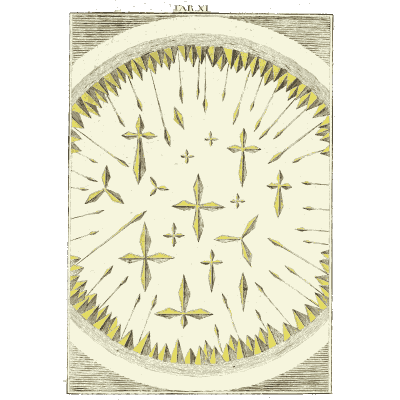 Crystals in a drop - Amusement Microscopique (Mikroskopische Gemuths- und Augen-Ergotzung) - 1764