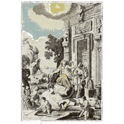 Grotto with figures - Amusement Microscopique (Mikroskopische Gemuths- und Augen-Ergotzung) - 1764