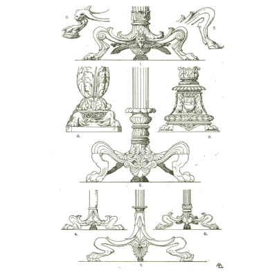 Candelabra and table feet - Handbook of Ornament - 1900