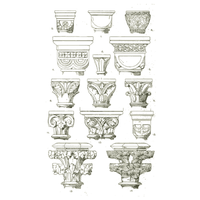 Capitals of many styles - Handbook of Ornament - 1900