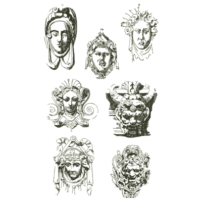 Masks and faces - Handbook of Ornament - 1900