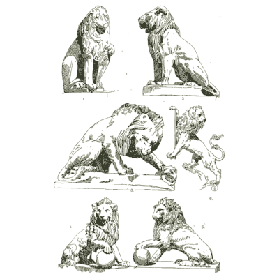 Lions in sculpture - Handbook of Ornament - 1900