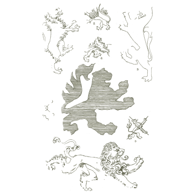 Heraldic lions and beasts - Handbook of Ornament - 1900