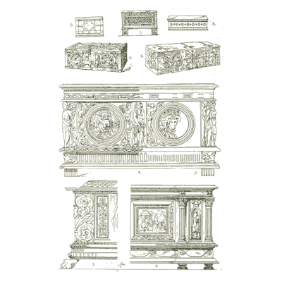 Carved chests and cassoni - Handbook of Ornament - 1900