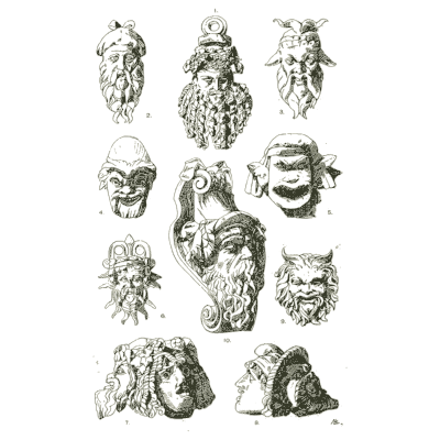 Satyr and grotesque masks - Handbook of Ornament - 1900