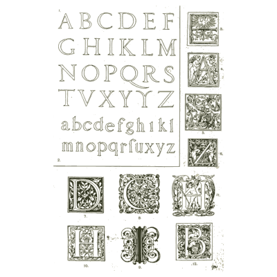 Renaissance ornamental letters - Handbook of Ornament - 1900