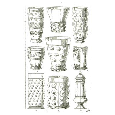 Glass beakers and tumblers - Handbook of Ornament - 1900