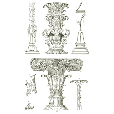 Candelabrum shafts - Handbook of Ornament - 1900