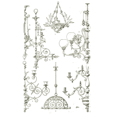 Chandeliers and wall lights - Handbook of Ornament - 1900