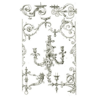 Scrolled wall sconces - Handbook of Ornament - 1900